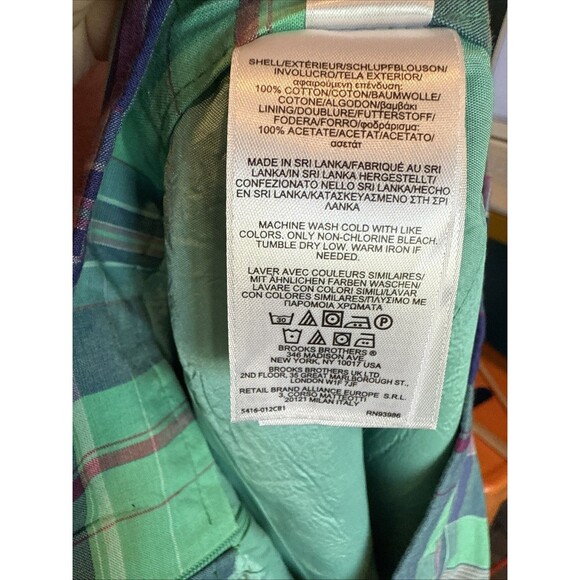 Brooks Brothers Skirt 12 Plaid Green Purple Pockets Tie Back Cotton Checked - Picture 12 of 12